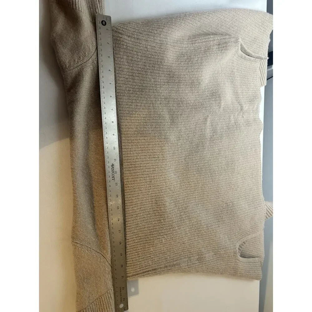 Benedetta B Merino Cashmere Open Front Cardigan Medium Taupe